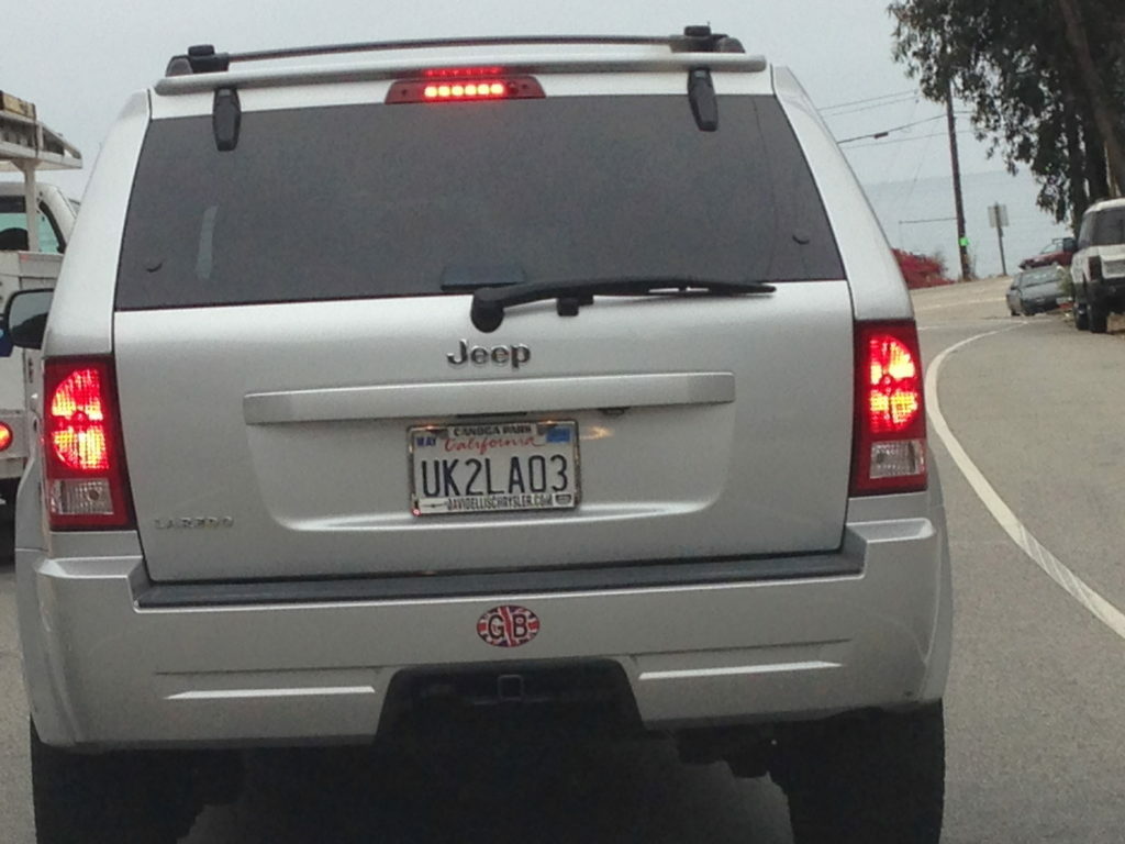 UK LA Transplant vanity plate