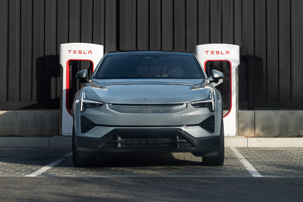 Polestar at Tesla charging station